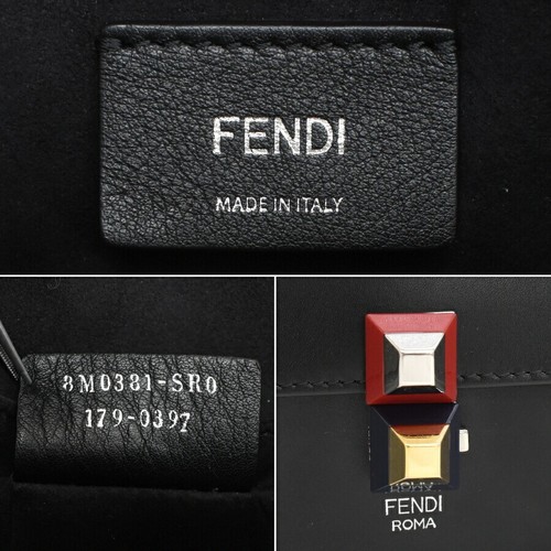 Fendi 8M0381 2-Way Tasche Mini Canai Regenbogen Nieten Schulter Leder Schwarz - Bild 9 von 9