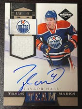 Taylor Hall Team Trademarks Jersey Auto /49 - 2011-12 Panini Limited Hockey