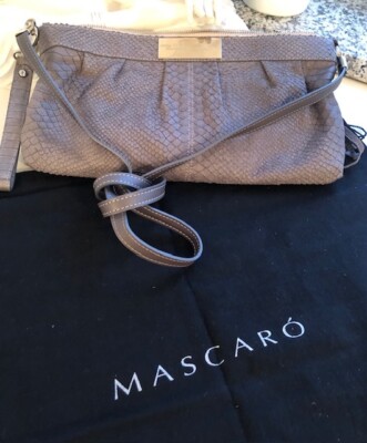 MASCARÓ MENORCA 1918 LEDER CLUTCH / CROSSBODY, GRAU, TRAGEGURT ABNEHMBAR; NEU