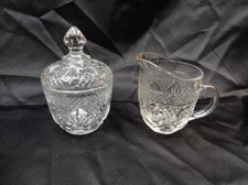 CRIS D'ARQUES LUMINARC ANTIQUE CLEAR GLASS SUGAR BOWL & CREAMER