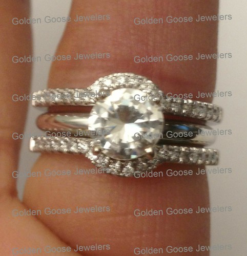 Solitaire Enhancer Diamonds Ring Guard Wrap White Gold Contour Band Halo Style - 第 10/12 張圖片