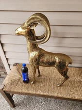 Huge Gorgeous Vintage 25" Hollywood Regency Brass Ram Mid Century. Free Shipping