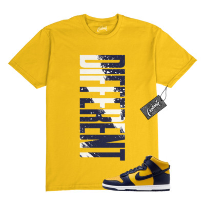 Dunk Michigan 2025 Varsity Maize Yellow Midnight Navy T Shirt Match DFRNT