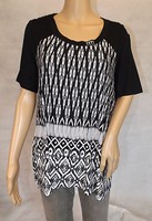 ★ Ulla Popken ★ 42+ 42/44 ~ Schwarz Weiss T-Shirt Shirt Shirt-Tunika Kurzarm