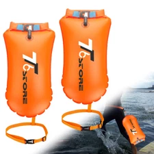 2X Durable T6 15L Pink Air Bag Swim Buoy with Adjustable Waist Belt Color Orange
