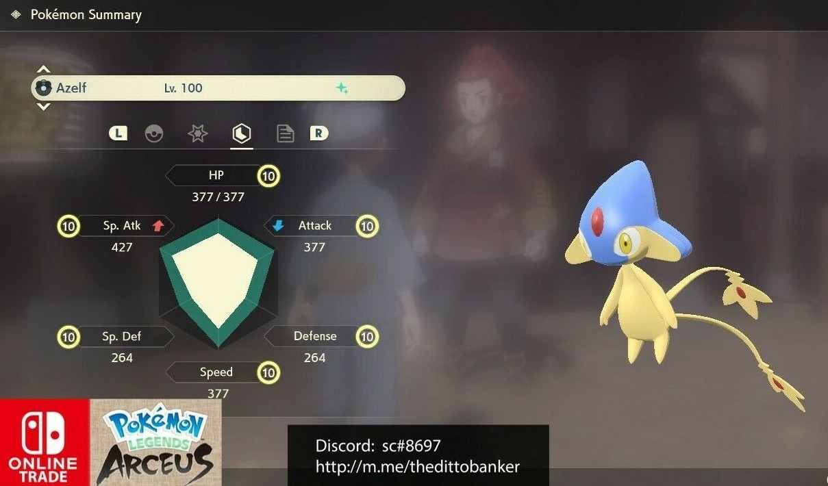 Pokemon Legends Arceus Shiny Azelf Lv 100 Max Effort Levels Fast Trade Ebay