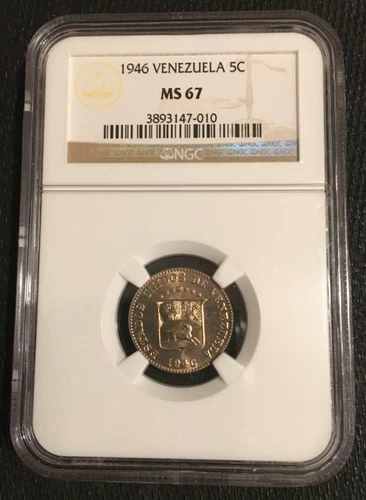 1946 Venezuela 5 Centimos Coin NGC MS 67