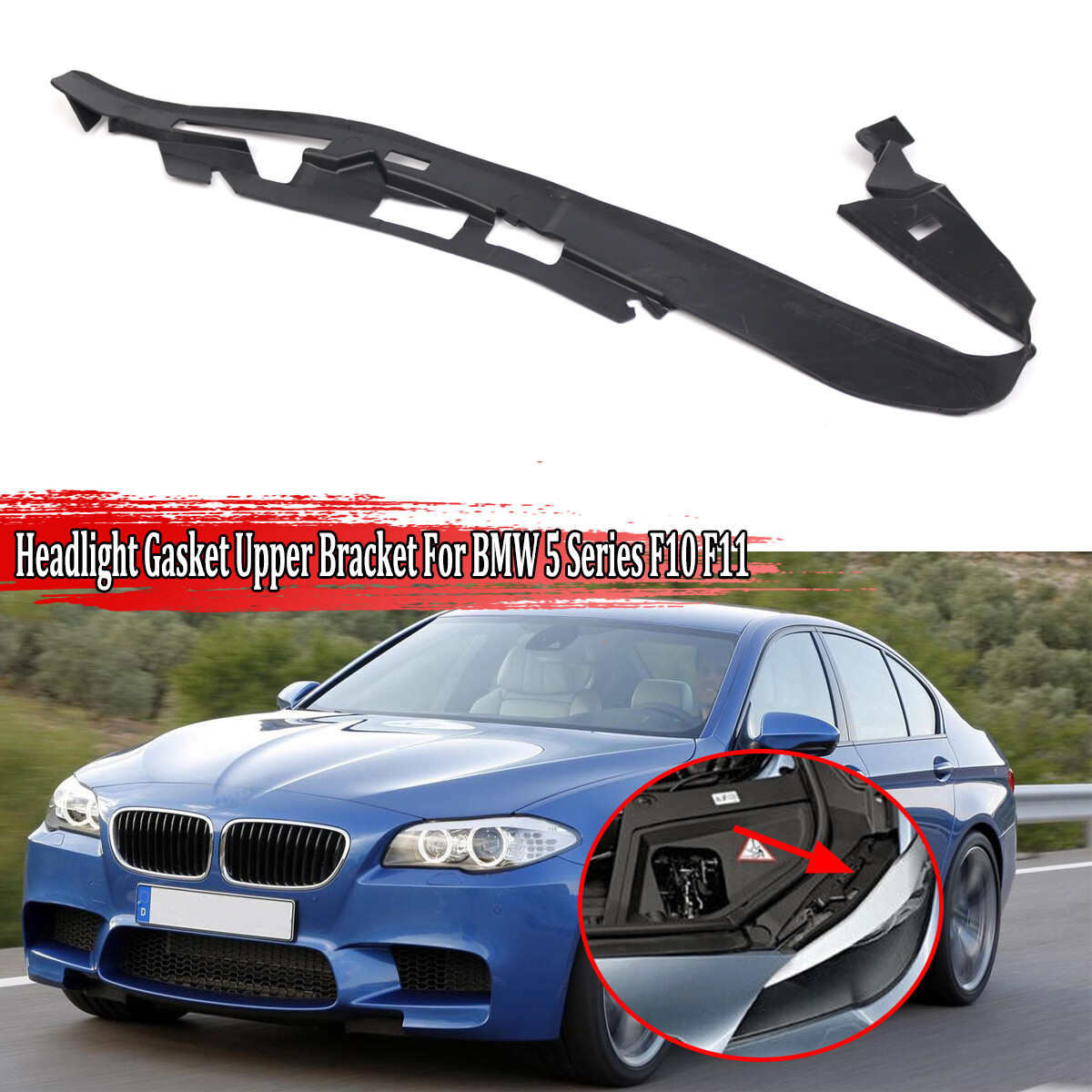 Left Black Headlight Gasket Upper Bracket for BMW 5 Series F10 F11 2010 ...