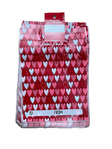 Celebrate it Valentines Day Treat Bags Resealable Red with hearts 3 Pks 72 Bags - Picture 1 of 1