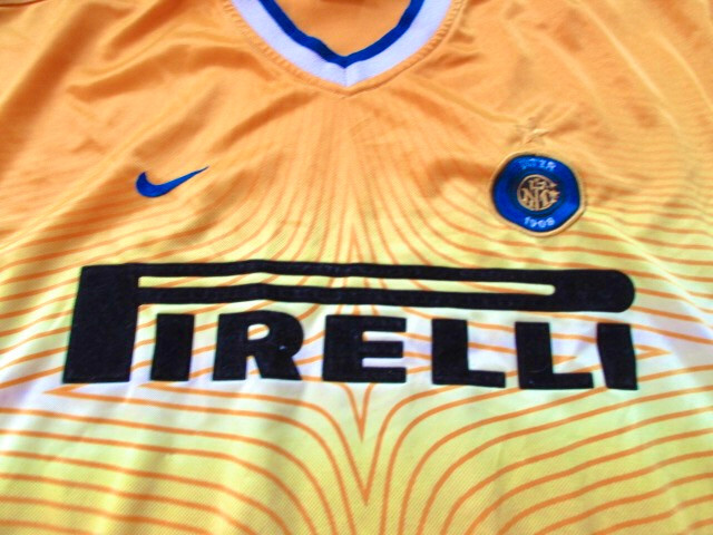 PIRELLI INTER 1908 Milan ~ NIKE Yellow Soccer Futbol PIRELLI INTER 1908 Milan ~ NIKE Yellow Soccer Futbol