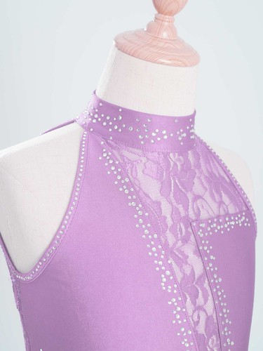 Kids Dancewear Lace Dress Gymnastics Leotard Gift Ice Skating Cheerleading Show - Picture 67 of 86