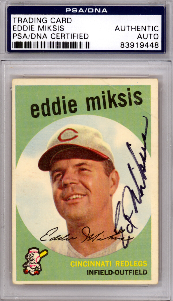 Eddie Miksis Autographed 1959 Topps Card #58 Cincinnati Reds