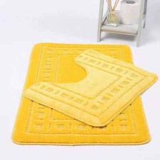 2 Pc DIEM Bath Pedestal Mat Set Water Absorbent Non Slip Bathroom Rugs Bathmat