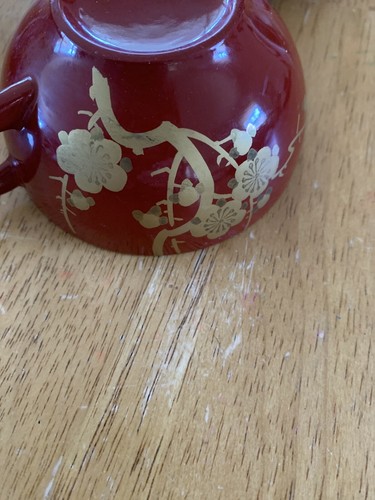 15 Of Vintag Japanese Red & Gold Laquer Tea Set fCups Saucers Spoons 15 Pieces - Picture 5 of 6