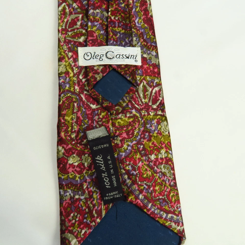 Corbata de cuello vintage Oleg Cassini colorida geométrica floral vitral 56"x3,75" Foto 3 de 4
