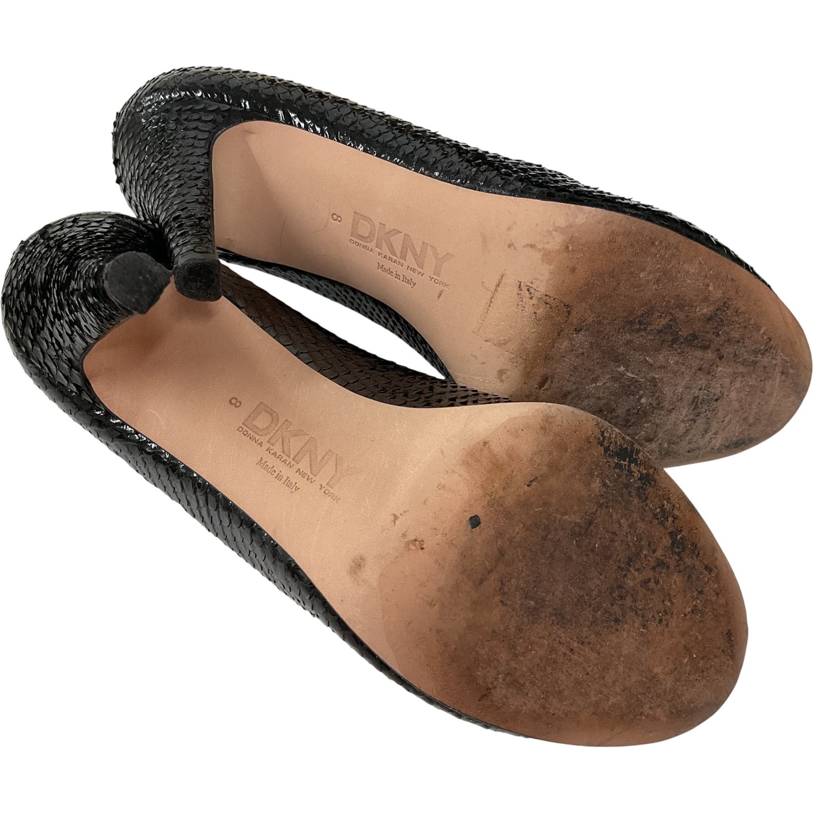 DKNY Deluxe Black Patent Python Embossed Slip On … - image 10