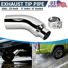5 Inlet 8 Outlet Diesel Exhaust Turndown Elbow Tip Chrome Silver 23 Inch Long