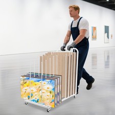 Art Canvas Storage Rack with Wheels Painting Drying Rack Easel Display Stand