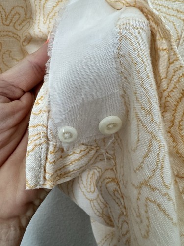 Camicia uomo Havanera manica corta gialla paisley lino bottoni tasca petto - Foto 8 di 11