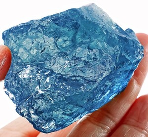 397Ct Aquamarine Super Santa Maria Blue Crystal Facet Rough Specimen YHLA316