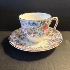 Crown Staffordshire Teacup Saucer - Fine Bone China Made In England EUC