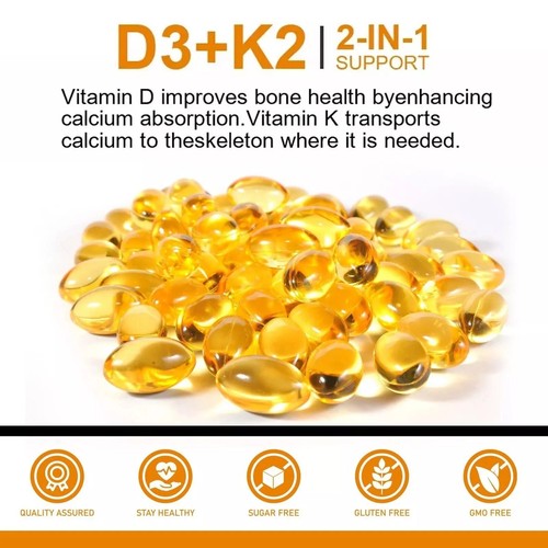 D3 & K2 Vitamin Micro Inhaltsstoffe 180 Weichkapseln Nahrungsergänzungsmittel Kokosöl - Bild 4 von 18