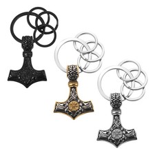 Men Viking Thor Hammer Stainless Steel Keychain Rune Talisman Viking Lovers Gift