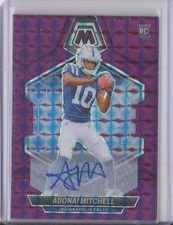 2024 PANINI MOSAIC FOOTBALL ADONAI MITCHELL PURPLE ROOKIE AUTO #08/49 COLTS
