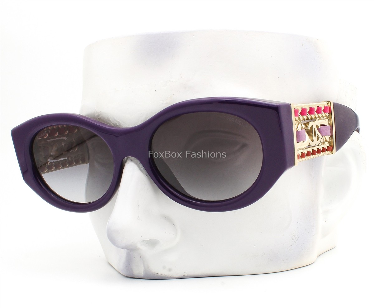 Chanel Sunglasses ch5536QA 1758/S6 Midnight Purple Leather Gold