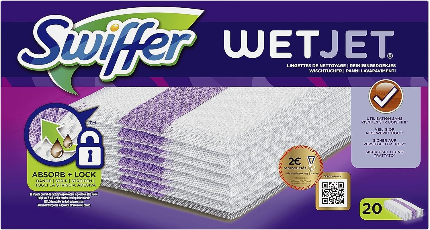 Lingettes WetJet pour balai spray : l'entretien rapide de la maison avec 20 recharges