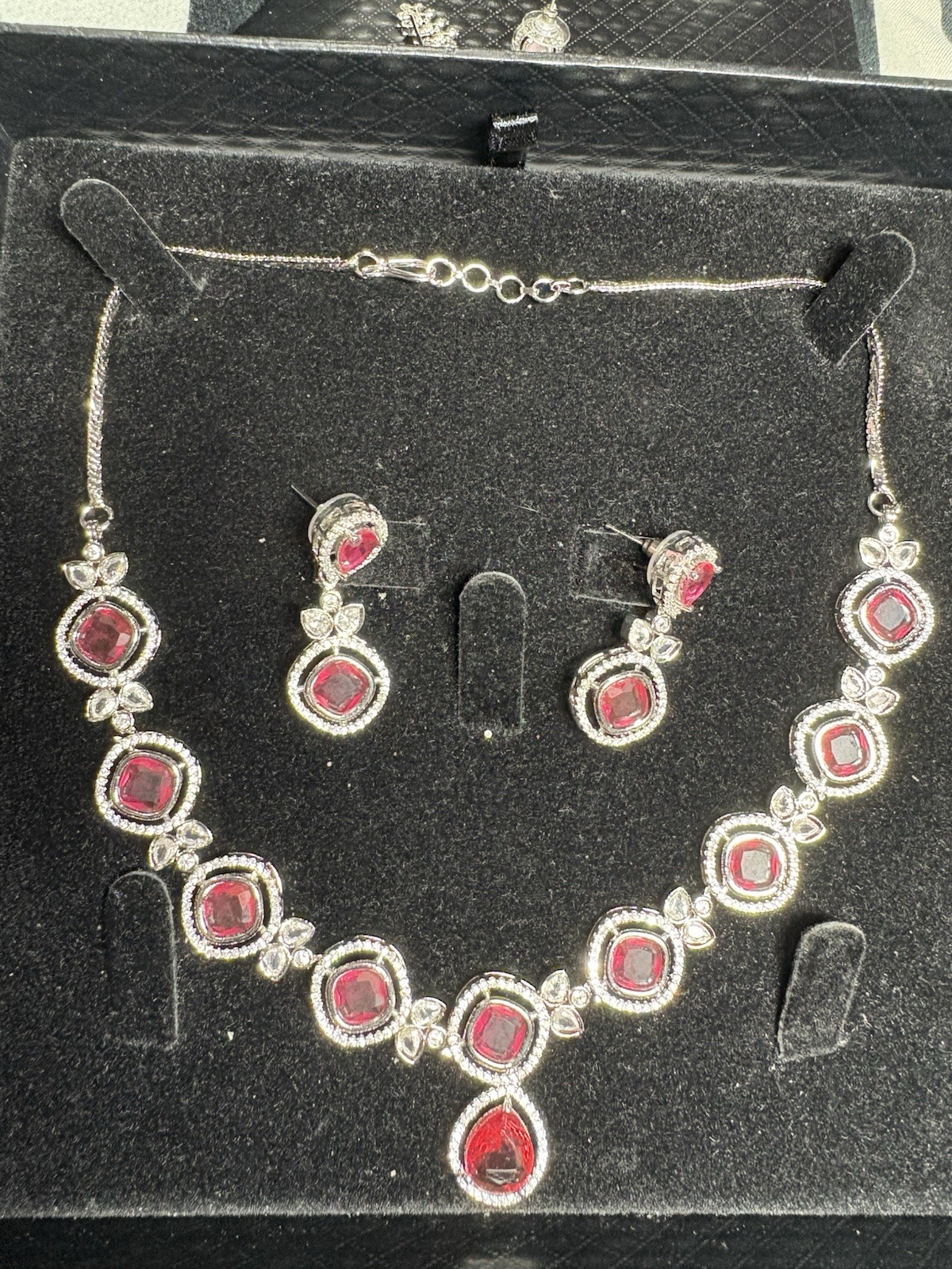 Ruby American Diamonds Set With Earrings