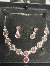 Ruby American Diamonds Set With Earrings