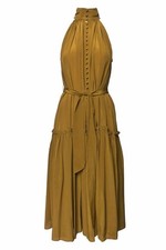 Zimmermann Swing Buttoned Silk Midi Dress / Olive