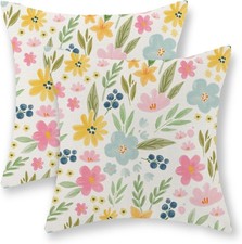 Spring Pillow Covers 20x20 Set of 2, Watercolor 20" x 20" Pack of 2 Flowers 1