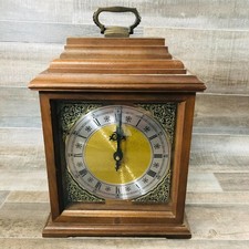 VTG Jostens Hermle Mantle Clock Battery Operated Analog Wood Brass 577-080