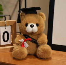 Brown Graduation Bear Plush Toy 6" Stuffed Animal Toddler Doll Gift for Kids