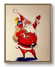 Original Art Santa 5 14x11 Colorful Modern Art Christmas Painting on Canvas