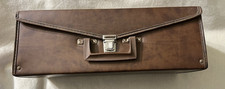 8-Track Carry Storage Case Holds 24 Tapes Vintage Brown Faux Leather w/ Handle