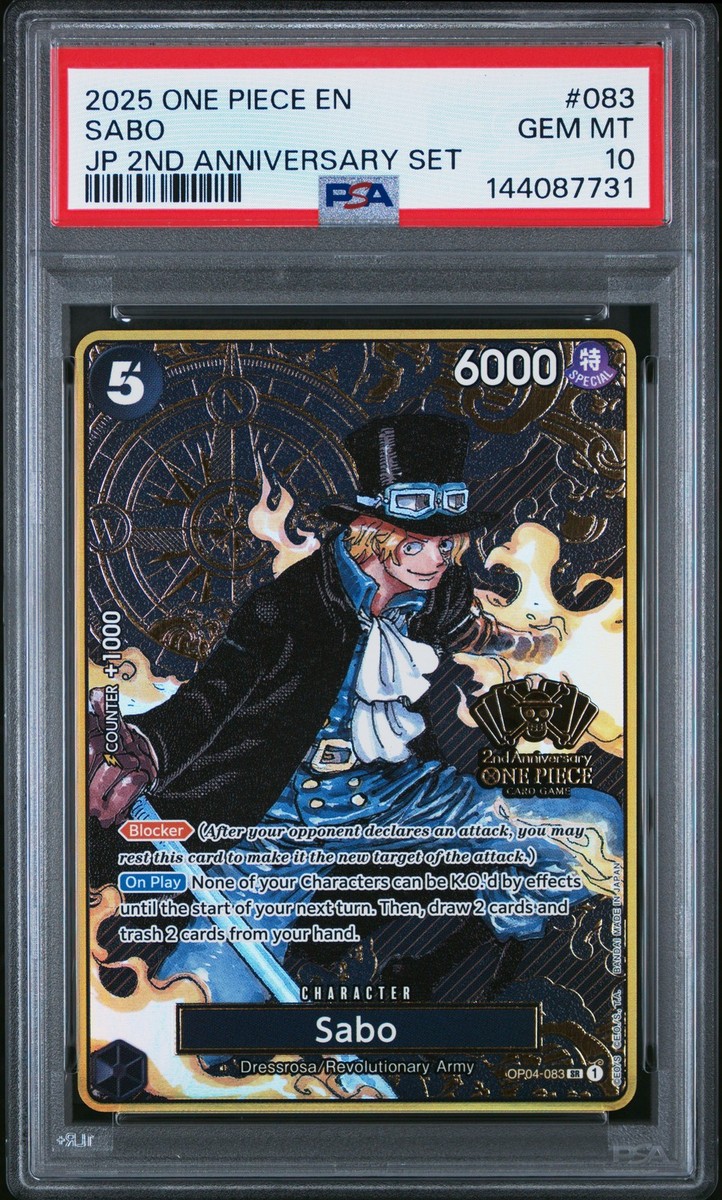 2025 ONE PIECE JAPANESE 2ND ANNIVERSARY SET #083 SABO PSA 10 | eBay