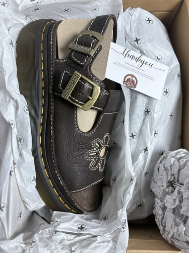 NEW Dr Martens Dunnet Flower Sandals Brown Leather Women Sandals - Picture 4 of 6