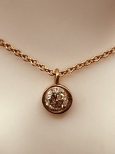 "Collar de diamantes joyería fina oro 14k rosa 25 puntos natural redondo cadena 16"""