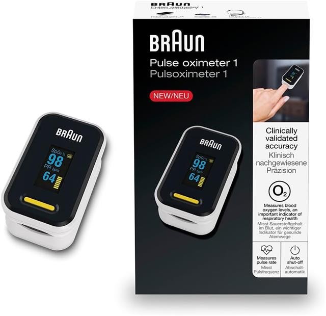Braun Pulse Oximeter 1 Accurate Blood Oxygen Finger PR Monitor SpO2 New