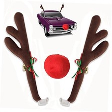 Christmas Car Decoration Kit - Reindeer Antlers with Jingle Bells, No Light