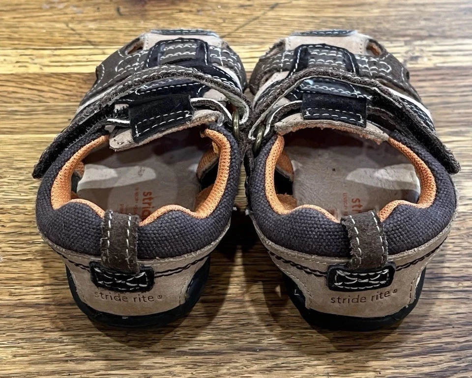 Sandalias Stride Rite para niños Andre talla 7 bebé/niño pequeño marrón cierre de gancho y bucle Foto 3 de 4
