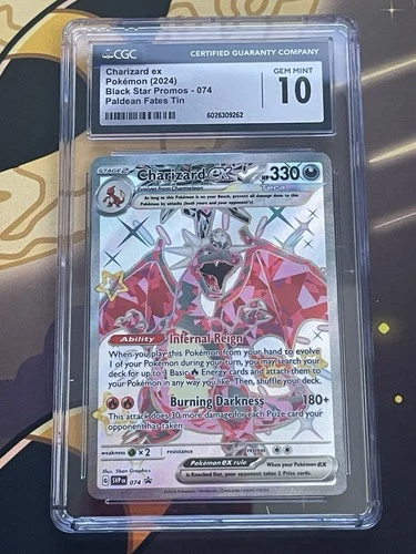Charizard ex 074 (2024) Black Star Promo Paldean Fates Tin  Pokemon Card CGC 10