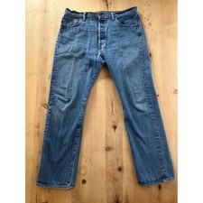 Levis 501 Original Fit Mens Button Fly Blue Denim Straight Leg Jeans 36x30