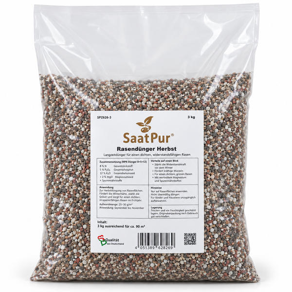SaatPur HerbstrasendüNger 3 Kg FüR 50 M² RasendüNger Herbst NPK 8+5+12-image
