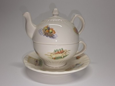 Aynsley Kitchen Garden Tea For One Individual Teapot Cup & Saucer Bone China