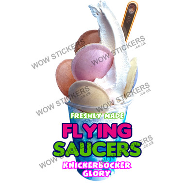Fliegende Untertassen Eis Knickerbocker Glory Aufkleber Abziehbild (Größe wählbar)