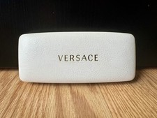 Versace Eyeglass/Glasses Case White Leather Hard Clamshell Designer/Case Only